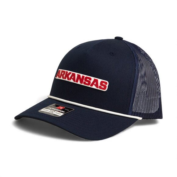 Arkansas Razorbacks ARKANSAS Red 3D Snapback Trucker Rope Hat- Navy/ White - Picture 2 of 3